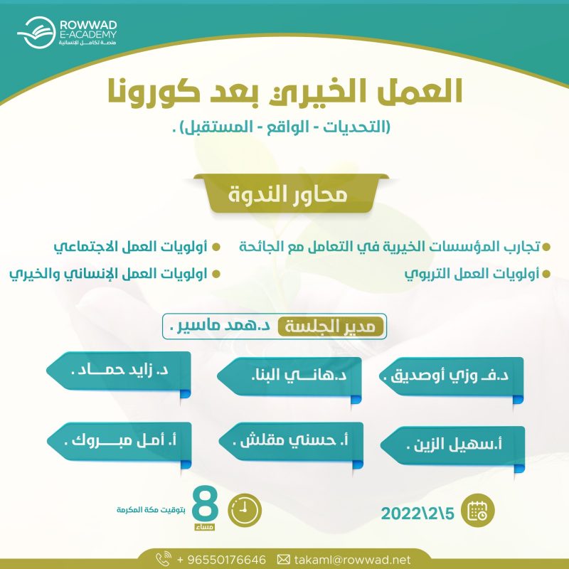 العمل الخيري بعد كورونا -التحديات-الواقع -المستقبل