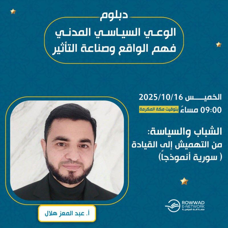 دبلوم "الوعي السياسي المدني فهم الواقع وصناعة التأثير" الخاص بمنصة أفق السياسية