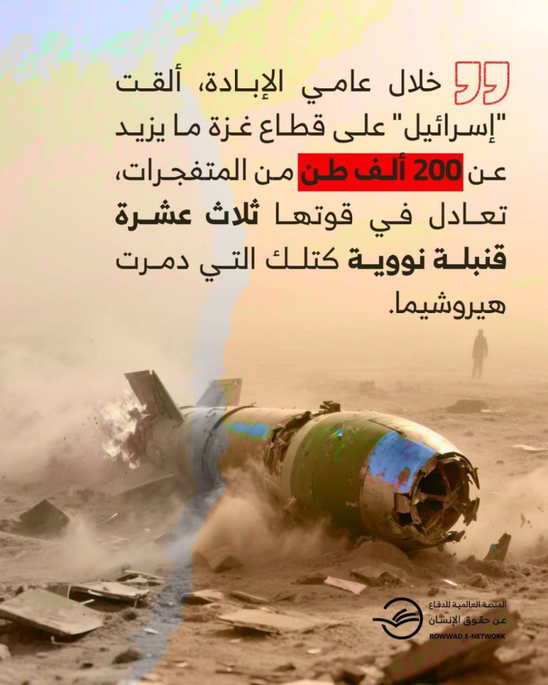 ثلاث عشرة قنبلة نووية نزلت على قطاع غزة 
