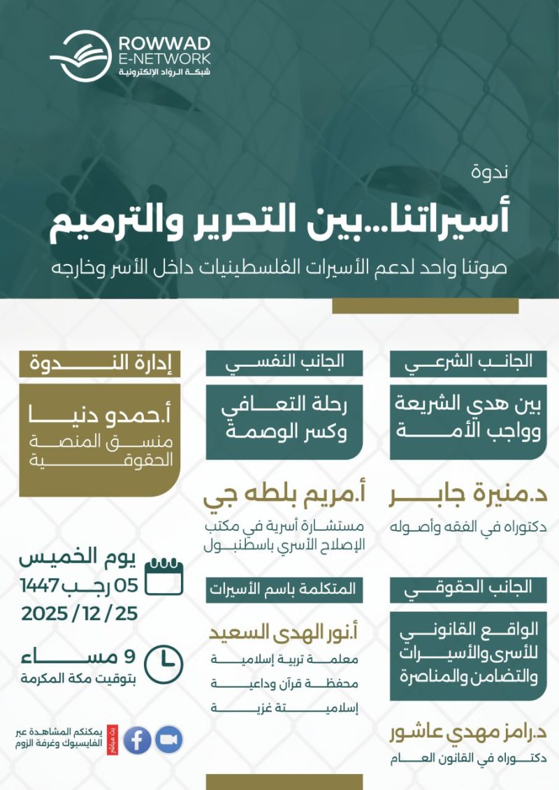 صوتُنا واحد لدعم الأسيرات الفلسطينيات داخل الأسر وخارجه